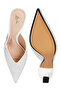 Women White Rhinestones Embellished Satin Mules - 4