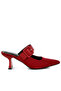 Women Microfiber Pointy Slip-On Mules in Red - 2