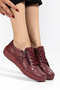 Genuine Leather Soft Sole Women's Burgundy Sneaker Casual Sports Shoes - 2