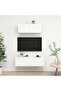 2 Piece TV Cabinet Set White Engineered Wood