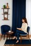 Velvet Textured Island Background Curtain Living Room Bedroom Dark Blue Without Pleats - 3