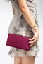Women's Burgundy Satin Gold Buckle Shoes Combination Evening Dress Bag