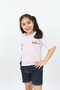 Girl's Printed Asymmetrical T-Shirt with Crew Neck and Short Sleeves - 2