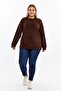 Large Size Sweatshirt with Bow Detail Brown - 6