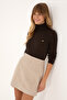 Women's Dark Brown Turtleneck Sweater 50307877-Vr084