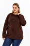 Large Size Sweatshirt with Bow Detail Brown - 5