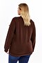 Large Size Sweatshirt with Bow Detail Brown - 7