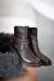 Katy Women's Studded Genuine Leather Heeled Boots Brown - 6