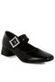 Women Diamante Brooch Metallic Mary Jane Pumps in Black