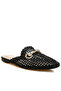 Women Metallic Woven Diamante Mules in Black