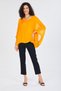 Women's Orange Italian Bat Sleeve Sequin Detailed Silk Blouse - 8