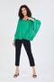 Women's Green Italian Bat Sleeve Sequin Detailed Silk Blouse - 8