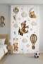 Children's Room Double Winged Background Curtain with Teddy Bear - 2