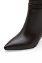 Women's Boots with Side Zipper, Heels, Gold Belt Detail - 7