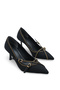 Women's High Heel Shoes with Thin Belt and Gold Detail - 2