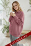 Women's Dusty Rose Pink Half Zip Polo Neck 3 Thread Fleece Inside Sweatshirt Fleece-Lined V Oversized Weatshirt - 3