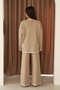 Crew Neck Long Low-Sleeve Striped Basic Sweater Slit Waist-Lined Pants Two-Piece Knitwear Set - 2