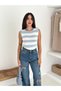 Crew Neck Striped Knit Blouse - 6
