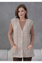 Women's Knitwear Lace-Like Knit Pocket Detailed Button Closure Wool Vest - 4