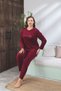 Mints Women's Winter Velvet Suit New Season Burgundy - 2