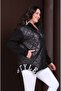 Women's Plus Size Black, Hooded , Pocket Quilted Coat 65N39253 - 7