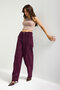 Women's Purple Color 26W5-111 Skater Fit Stretchy Fabric Slim F Corded Fabric Velvet Velvet Fabric Pants - 5