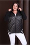 Women's Plus Size Black, Hooded , Pocket Quilted Coat 65N39253 - 6