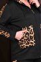 Women's Plus Size Black, Leopard Detailed, Hooded Tracksuit Set 65N39254 - 4