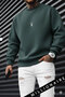 Men's Light Petrol Green Geyik Soft 3 Yarn Inside Ş Fleece-Lined 0 Crew Neck O Oversized Loose Sweatshirt