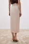 Satin Skirt with Pleated Detail - Beige - 8