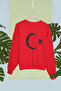 Ataturk Moon Star Printed Cotton Long Sleeve 3 Thread Sha Fleece-Lined Nisex Sweatshirt