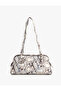 Snake Skin Patterned Zippered Handle Shoulder Bag
