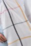 Ecru Soft Textured Square Line Patterned Tassels Shawl Scarf Nbaks036 - 2
