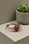 Copper Real Brown Agate Ring Adjustable Genuine 100% Copper and Natural Stone - 2