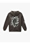Fleece-Lined Wednesday Licensed Hooded Backside Printed Oversized Sweatshirt - 4
