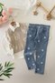 My Little One's 3-Piece Set with Heart-Shaped Punch Embroidery Detailed Sweater - Beige