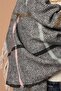 Women's Soft Textured Striped Anthracite Shawl Scarf Nbaks034 - 2