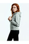 Women's Gray Oversized Wide Fit Hooded Kangaroo Pocket Sweat 3 Thread Soft Puff Fabric - 5