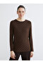 Two Mt Shop Quality Lcw Everyday Brown Combed Cotton Polka Dot Tight & Slim Long Sleeve Women's Bodysuit