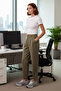 Women's Khaki Pleated Double-Legged Carrot Cut Trousers Functional Durable Quality Comfortable Stylish - 3