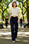 Women's Dark Lacing Detailed Wide Leg Denim Trousers Functional Durable Quality Comfortable - 2
