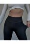 Fleece-Lined High Waist Slim Matte Leather Leggings - 2