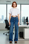 Women's High Waist Wide Leg Denim Pants Functional Durable Quality Comfortable Aesthetic - 3