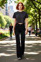 Women's Dark High Waist Flare Denim Pants Functional Durable Quality Comfortable Aesthetic - 2