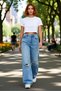 Women's Vintage Effect Ripped Detail Wide Leg Jeans Functional Durable Aesthetic - 3