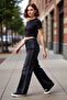 Women's Accessory Detailed Wide Leg Denim Trousers Functional Durable Quality Comfortable Stylish