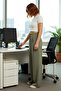 Women's High Waist Wide Leg Woven Pants Functional Durable Quality Comfortable Modern - 3