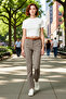 Women's High Waist Plaid Pattern Flare Pants Functional Durable Quality Comfortable Sports - 2