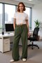 Women's Khaki High Waist Wide Leg Pleated Woven Pants Functional Durable Quality Stylish - 4