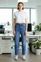 Women's Dark High Waist Mom Jean Pants Functional Durable Quality Comfortable Aesthetic Stylish - 4